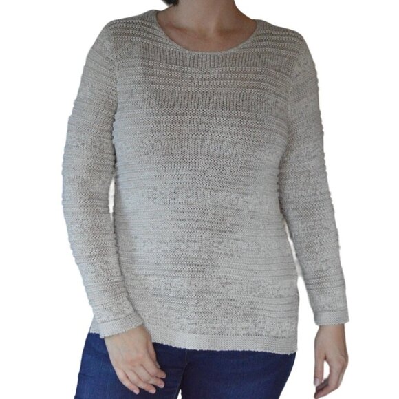 Dana Buchman Textured Cotton Blend Beige Pullover Sweater Women's Size Small - Picture 1 of 7